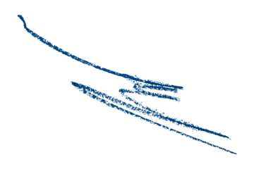 Blue pencil hand writing stroke set on transparent background.