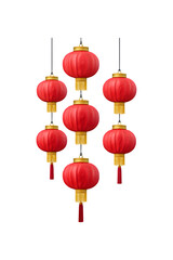Colorful Chinese red lanterns swaying in the breeze, symbolizing celebration and tradition
