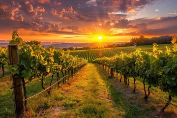 Naklejka premium Vineyard outdoors sunset nature.