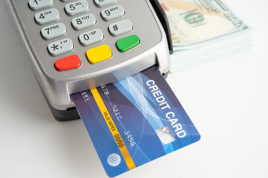 Payment POS terminal for finance and shopping business and technology.