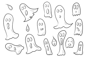 Geister / Halloween, digital gezeichnet, gekritzelt, als Hintergrund zu verwenden