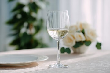 A half-full wine glass, poised in floral serenity, whispers tales of St Vincent Day and National White Wine Day revelry