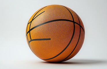 Fototapeta premium Close up of an orange basketball with black lines on a white background sport game