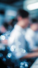 Fototapeta premium Blurry bokeh dance of urban lights, evoking digital harmony; celebrates Urban Lights Festival and Blur Day, ethereal ambiance