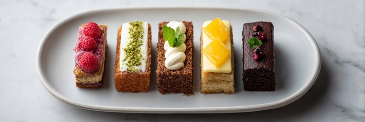 Enticing cake medley celebrates exquisite petits fours, capturing the festive spirit of Afternoon Tea Week and National Dessert Day