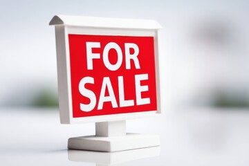 Small For Sale Sign on a White Background for Real Estate Context