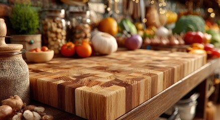 Fototapeta premium Wooden Block and Produce