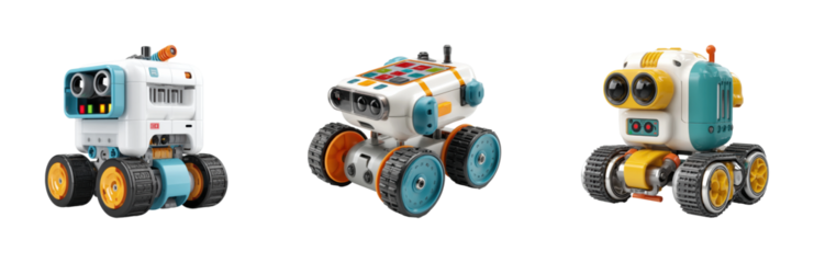 Robotic innovations showcase technology lab series, isolated on transparent background, png set