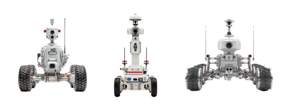 Exploring robotic technology innovative drones in action, isolated on transparent background, png set