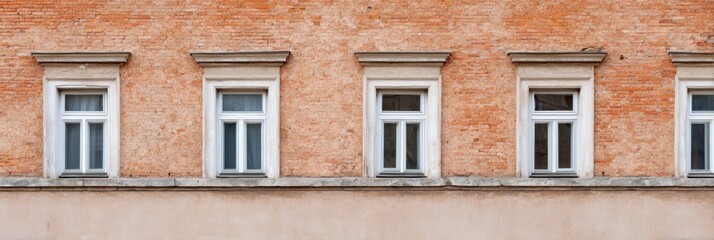 Four solemn windows gaze from an ancient brick canvas, echoing whispers of heritage at the Festival of Traditional Craftsmanship