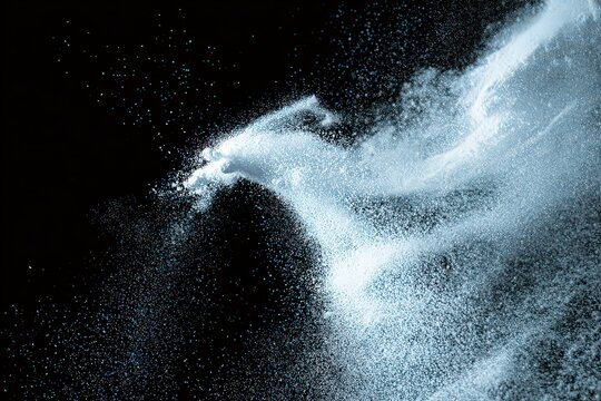 Abstract Powder Explosion Against Black Background