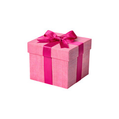 Fototapeta premium A pink gift box decorated with a ribbon, ideal for gifting someone 