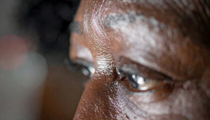 Naklejka premium Close-Up of a Person's Eye Highlighting Intricate Details and Reflections in Natural Light