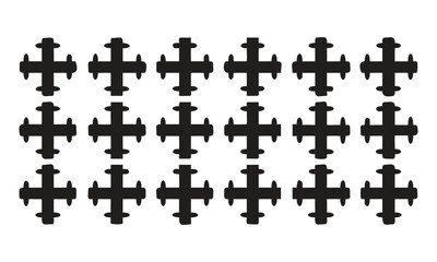 Fototapeta premium Repeating Pattern of Black Maltese Cross Symbols on White Background religion christianity