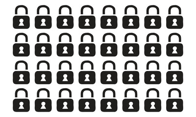 Seamless Pattern of Black Padlock Icons on White Background security safety