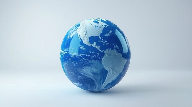 wold ozone day. Globe showcasing Earth's continents and oceans in blue tones.