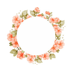 Watercolor Pink Floral Round Frame