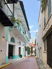 Narrow Cobblestone Street in Casco Viejo, Panama