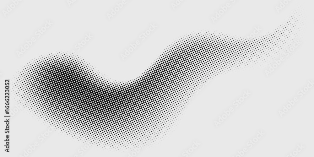 Poster modern flowing dots particles wave pattern 3d curve halftone black gradient curve shape isolated on 