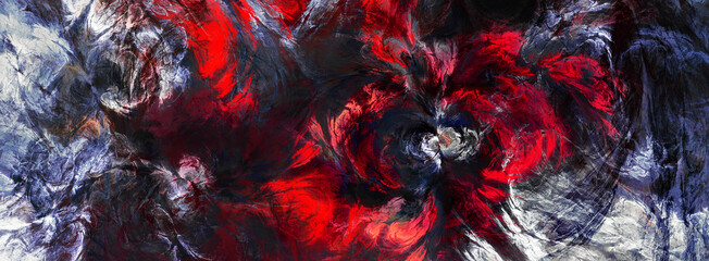 Art dynamic background with bright paint smears. Abstract painting. Unique colorful fractal vortex. Artwork banner for creative graphic design.
