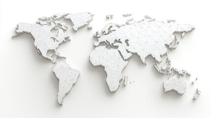 wold ozone day. Abstract wireframe world map on a white background.