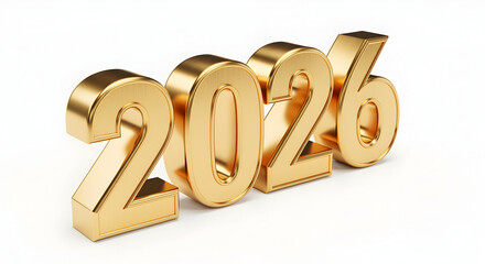 3D 2026 golden text effect luxury metallic typography design for stylish poster flyer banner cover and creative artwork