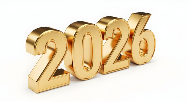 3D 2026 golden text effect luxury metallic typography design for stylish poster flyer banner cover and creative artwork