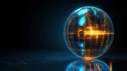 wold ozone day. Futuristic globe with glowing lines and digital elements.
