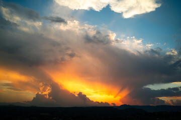 Soft dusk light and scattered clouds