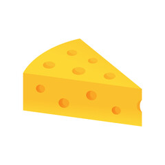 Illustration of Cheese Wedge. Yellow dairy food with holes. Flat isolated vector.