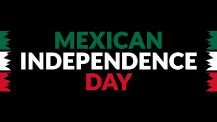 Mexican Independence Day text with side lines on a black background. Which is observed every year in September to celebrate and wish Mexican Independence Day.