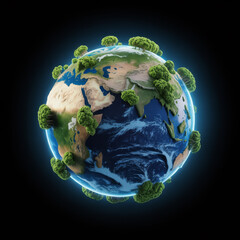 Planet Earth adorned with lush greenery symbolizing a vibrant thriving world.