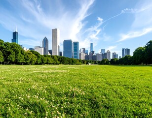 Lush parkland meets urban skyline