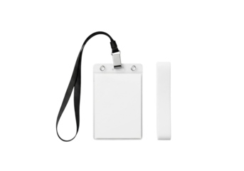 Blank mockup lanyard badge and wristband for transparent png background isolated for event branding