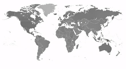 World Map Gray Political Global Map