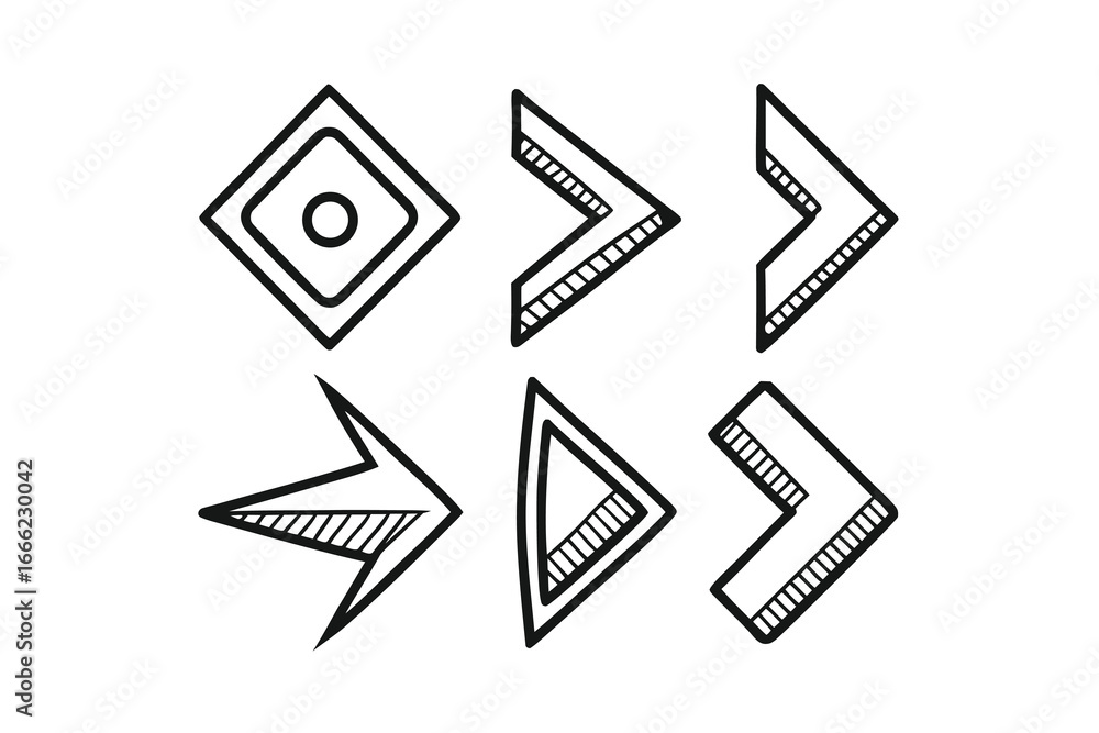Poster abstract navigation ui icons bundle – minimalist line art, black stroke, vector