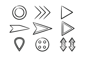 Abstract Navigation UI Icons Bundle – Minimalist Line Art, Black Stroke, Vector