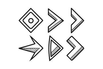 Abstract Navigation UI Icons Bundle – Minimalist Line Art, Black Stroke, Vector