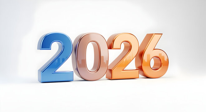 2026 elegant 3D colorful text graphic design, transparent isolated background for creative flyer and poster artwork - Powered by Adobe