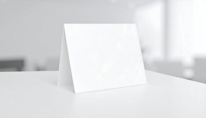 Blank White Table Tent Mockup on a Light Gray Surface