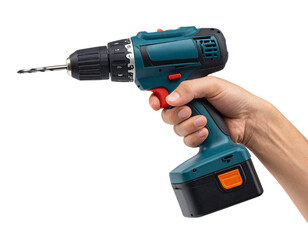  Cordless Power Drill Raised Upward in Hand, Angled Perspective PNG