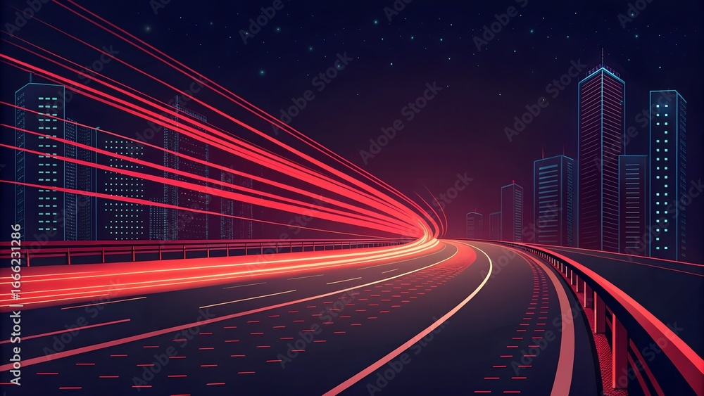 Poster 3d render. abstract glowing neon lines and bokeh lights isolated on black background. speed of light