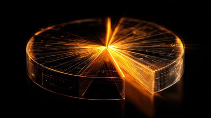 Abstract Data Visualization with Bright Golden Lines on a Dark Background Representing Insights and Analysis