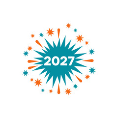 Obraz premium Bright vector illustration of a happy new year greeting card with a floral design featuring bright yellow and orange flowers, sun and stars.