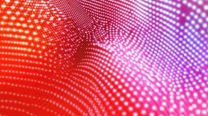 Abstract wavy glowing pink and red dot pattern.