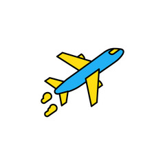 Vector illustration of an isolated, flying aircraft for air travel