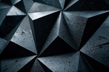 Dark Geometric Facet Pattern With Reflective Surface