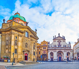 Panorama with St Francis of Assisi and St Salvator Church, Prague, Czech Republic