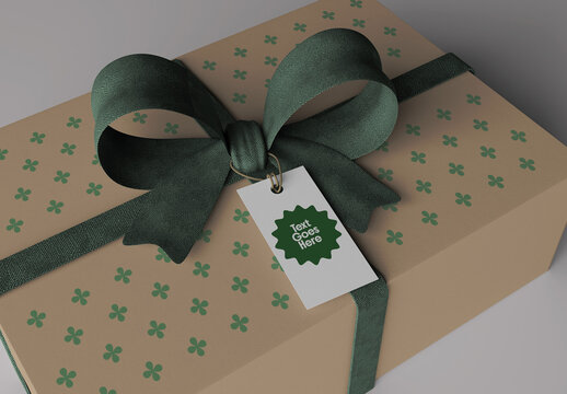 Present Tag and Box Mockup