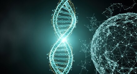 Luminous DNA Strand and Connected Sphere: A Digital Visualization of Science and Technology